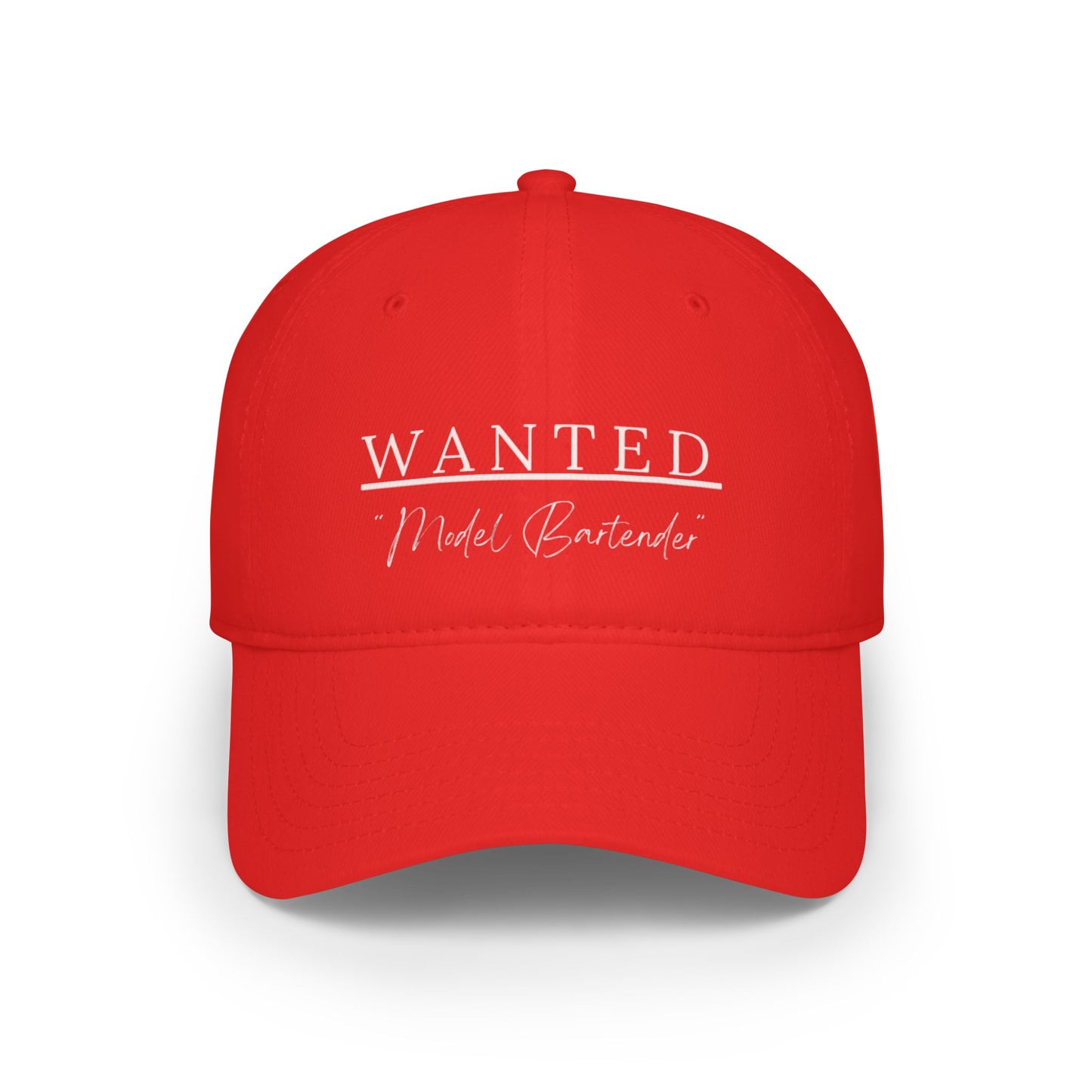 Classis Wanted Model Bartender Cap, Stylish Baseball Hat for Bartenders, Fun Gift for Friends, Casual Accessory, Unique Red Cap