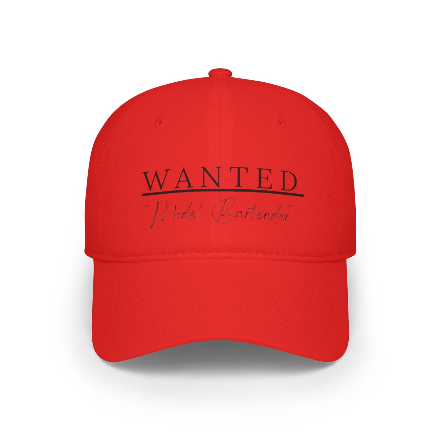 Classic Model Bartender Cap, Stylish Baseball Hat for Bartenders, Fun Gift for Friends, Casual Accessory, Unique Red Cap