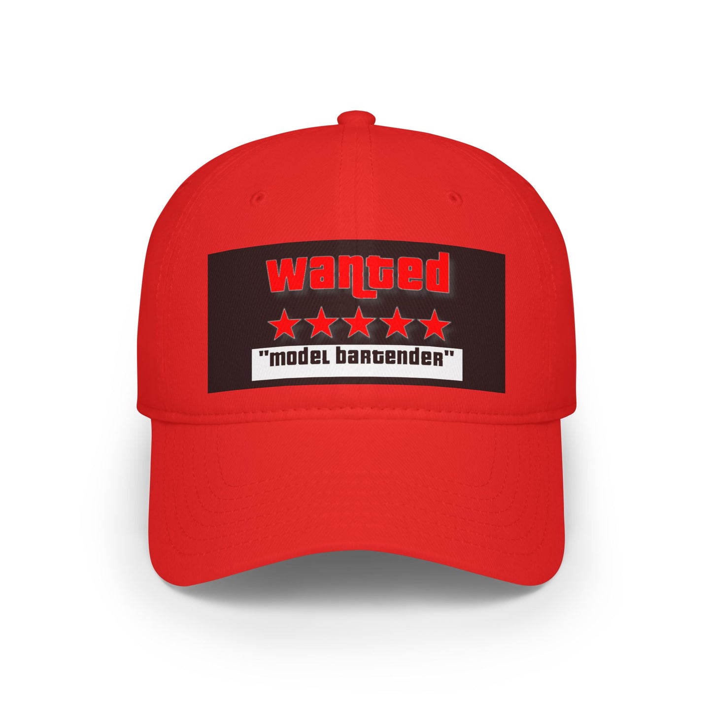 Wanted Model Bartender Cap, Stylish Baseball Hat for Bartenders, Fun Gift for Friends, Casual Accessory, Unique Red Cap