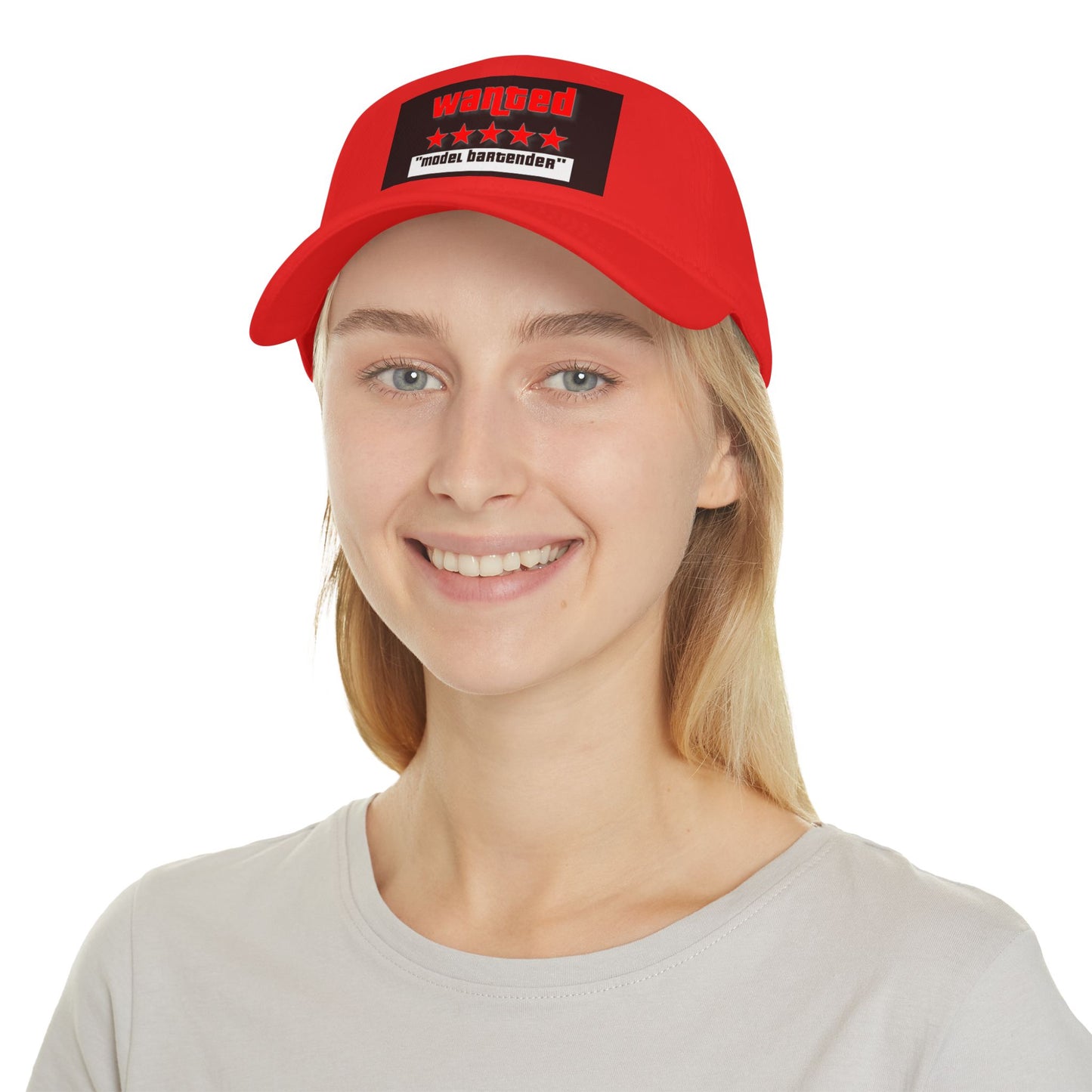 Wanted Model Bartender Cap, Stylish Baseball Hat for Bartenders, Fun Gift for Friends, Casual Accessory, Unique Red Cap
