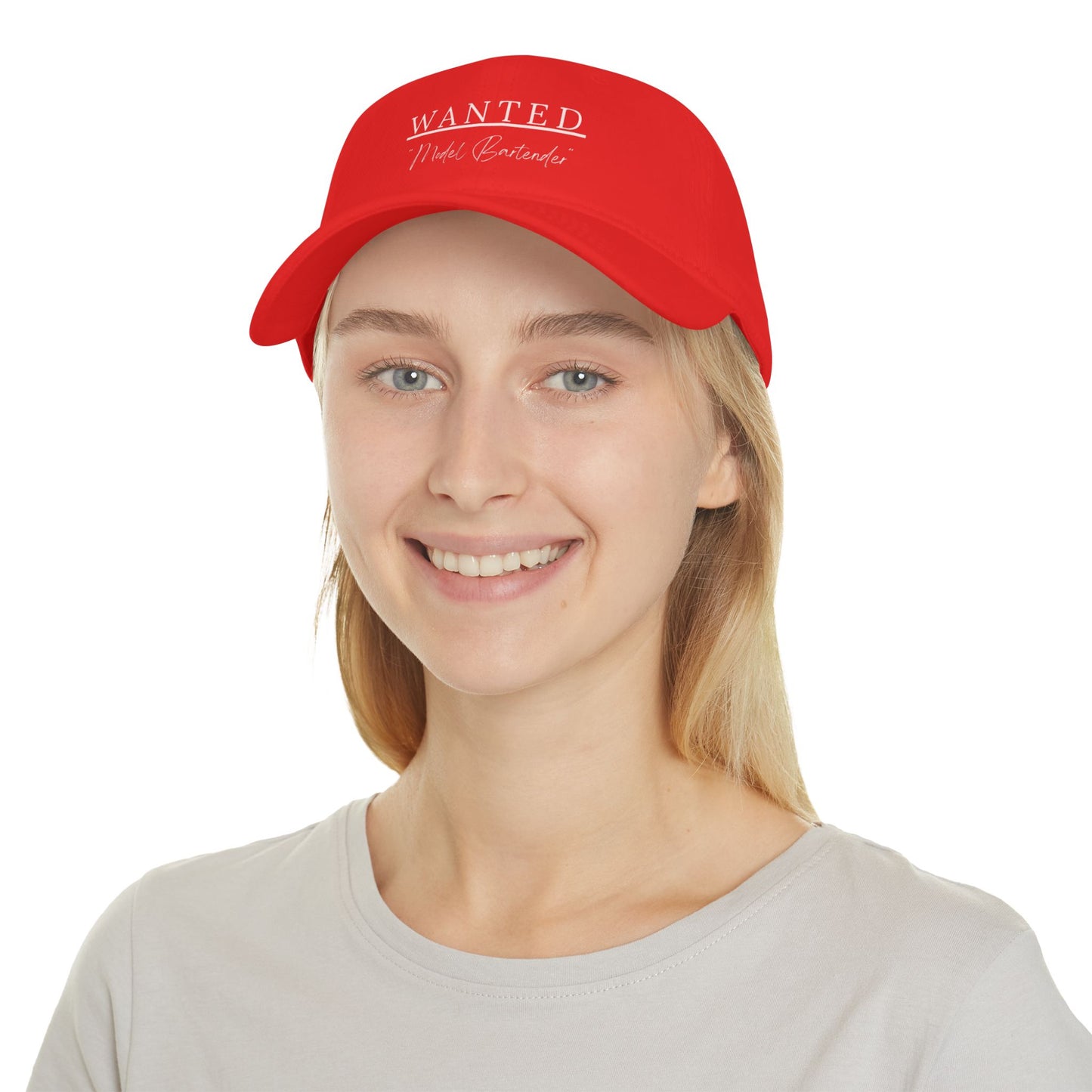 Classis Wanted Model Bartender Cap, Stylish Baseball Hat for Bartenders, Fun Gift for Friends, Casual Accessory, Unique Red Cap