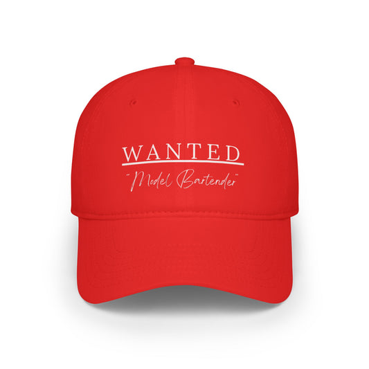 Classis Wanted Model Bartender Cap, Stylish Baseball Hat for Bartenders, Fun Gift for Friends, Casual Accessory, Unique Red Cap