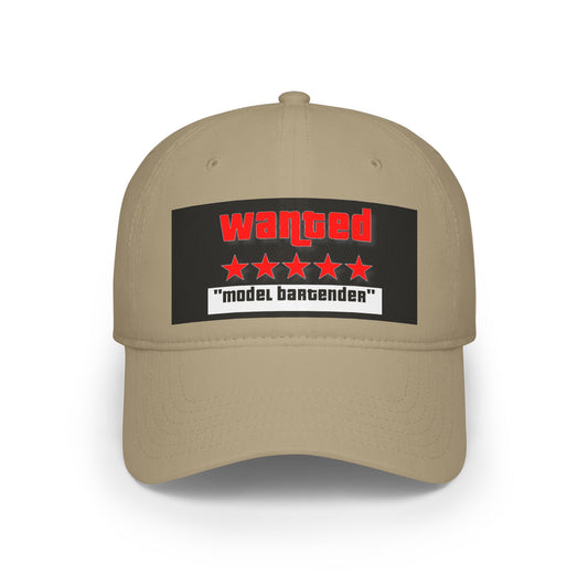 Wanted Model Bartender Cap, Stylish Baseball Hat for Bartenders, Fun Gift for Friends, Casual Accessory, Unique Red Cap